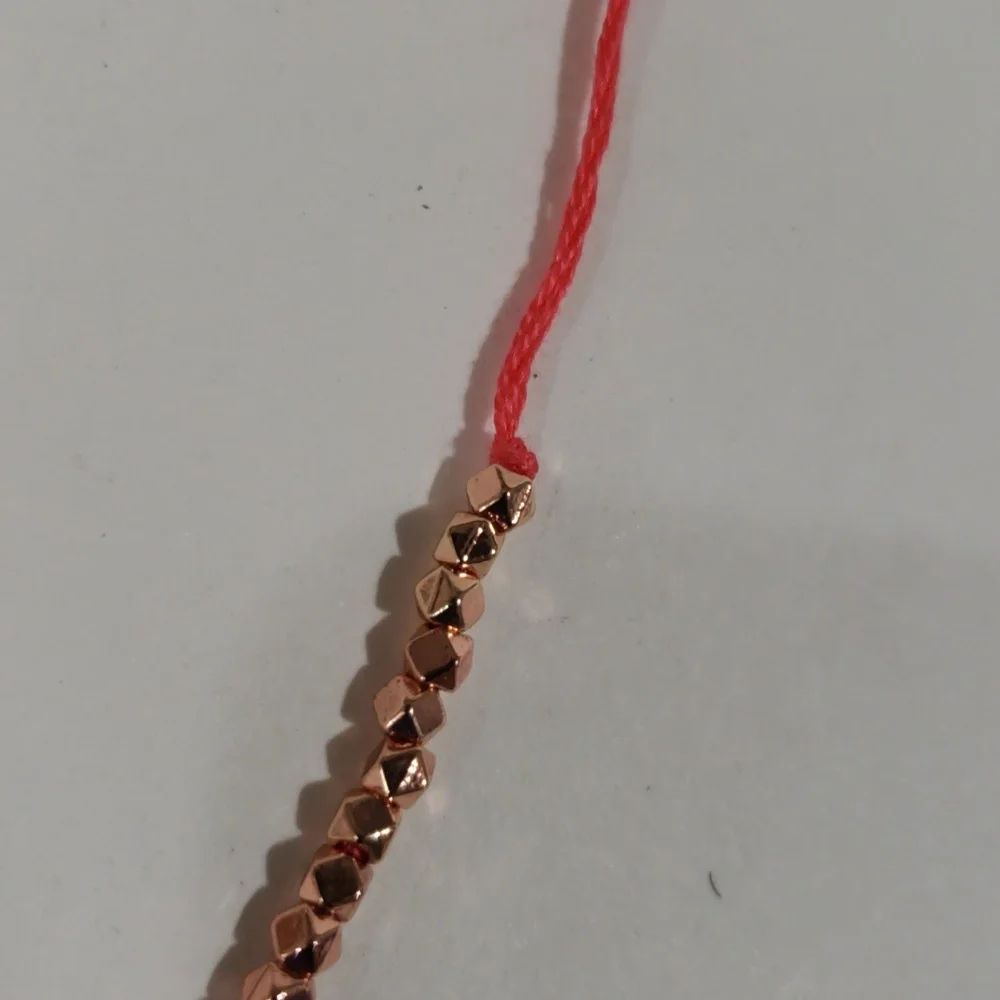 Rose Gold tone Beaded Necklace w/ Pink Cord American Eagle, Trendy Boho Jewelry